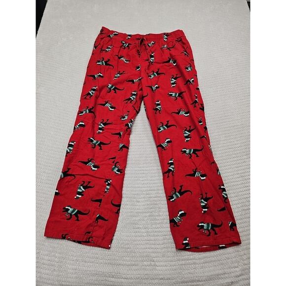Old Navy Pajama Pants Mens XL Christmas T Rex Santa Hat - Picture 1 of 7